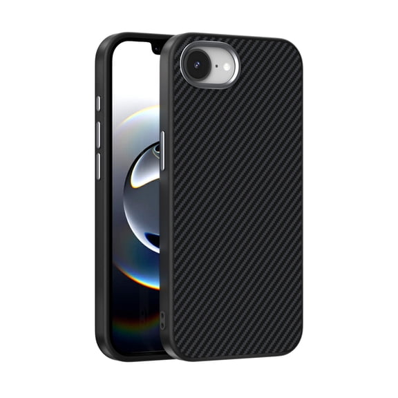 Decase Carbon Fiber Texture Magnetic Case for iPhone 16e,Compatible with Mag Safe,Shockproof Slim Hard Back Cover,Anti-Scratch Protective Case,Black