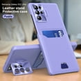 thumbnail image 1 of Decase Card Slot Case for Samsung Galaxy S23 Ultra,Shock-Absorbing Protective Case with Card Holder,Metal CD Pattern Camera Lens Invisible Bracket ,Soft TPU Cover Microfiber Inner Case, Purple, 1 of 7