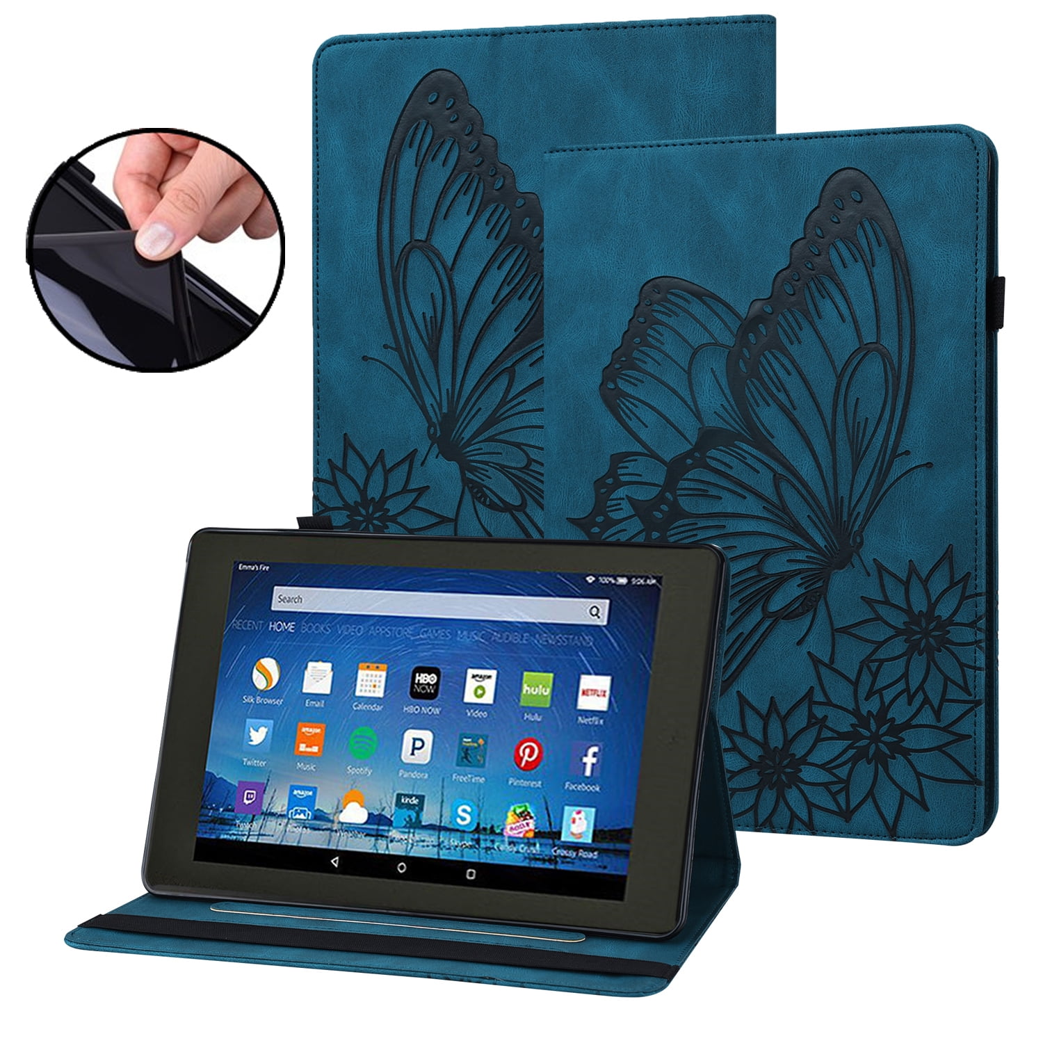 Custodia In Pelle Per Amazon Kindle Fire &ndash; Smart Cover 7/8/10/11 Pollici, Nero/Rosa
