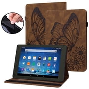 Decase Case for Amazon Kindle Fire Max 11 Case 13th Generation, 2023 Release 11", PU Leather Folio Stand Embossed Butterfly Stand Cover with Elastic Band Stylus for Fire Max 11 Tablet, Brown