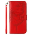 thumbnail image 1 of Decase Case for Apple iPhone 14.Premium PU Leather Embossed Pattern Wallet Cover Shockproof Magnetic Flip Holder ID Credit Card Slots Phone Cover with Hand Strap,Red, 1 of 8