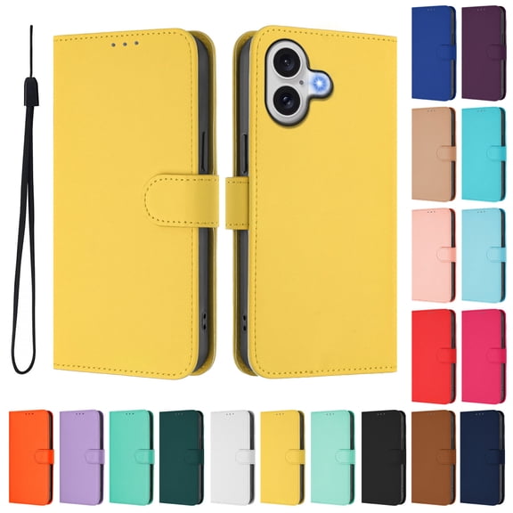 Decase Case for Apple iPhone 17 Wallet Case,Luxury PU Leather Wallet Phone Case Flip Folio Protective Shockproof Cover with Card Holder,Kickstand Feature,for iPhone 17 6.3",Lemon