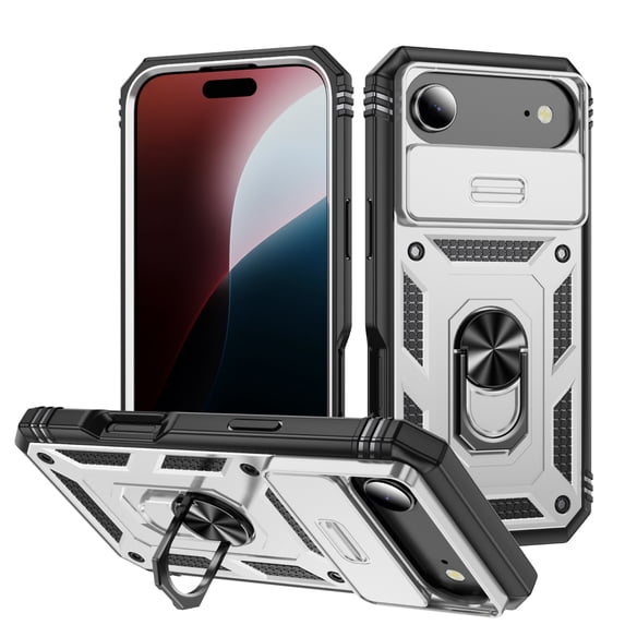 Decase Case Compatible with Apple iPhone Air,Shockproof Impact Resistant with Slide Lens Protective Cover Case for iPhone Air 6.5 inch 2025 Release,Case with Rotation Ring Stand,A
