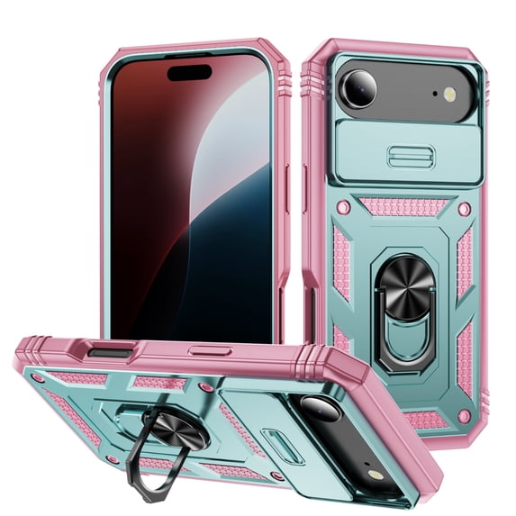 Decase Case Compatible with Apple iPhone Air,Shockproof Impact Resistant with Slide Lens Protective Cover Case for iPhone Air 6.5 inch 2025 Release,Case with Rotation Ring Stand,F