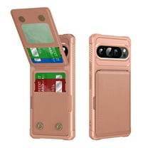 Decase Case For Google Pixel 10 /10 Pro with Card Slot, Shockprof Magnetic PU Leather Folio Flip RFID Blocking Protective Phone Cover with Stand for Women Men, Rosegold