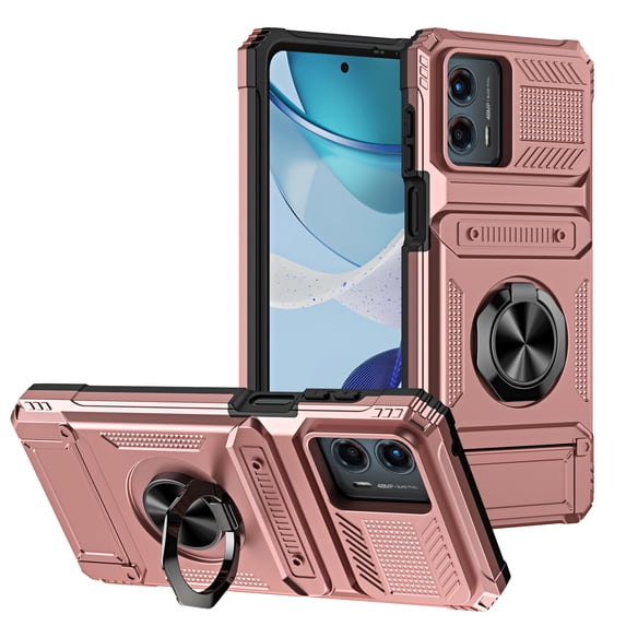 Decase Case for Motorola Moto G (2023),TPU+PC,Built-in Magnetic Kickstand,with Card Holder Dual-Layer Design Heavy Duty Shockproof Protection Phone Case for Motorola Moto G (2023),Rosegold