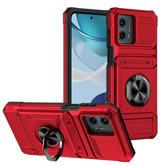 Decase Case for Motorola Moto G (2023),TPU+PC,Built-in Magnetic Kickstand,with Card Holder Dual-Layer Design Heavy Duty Shockproof Protection Phone Case for Motorola Moto G (2023),Red