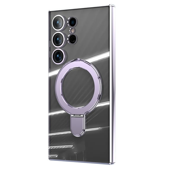 Decase Case for Samsung Galaxy S24 Built-in Ring Kickstand,Slim Translucent Shockproof Anti-Scratch Magnetic Phone Shell with Camera Lens Protector Cover Support Wireless Charging - Lavender