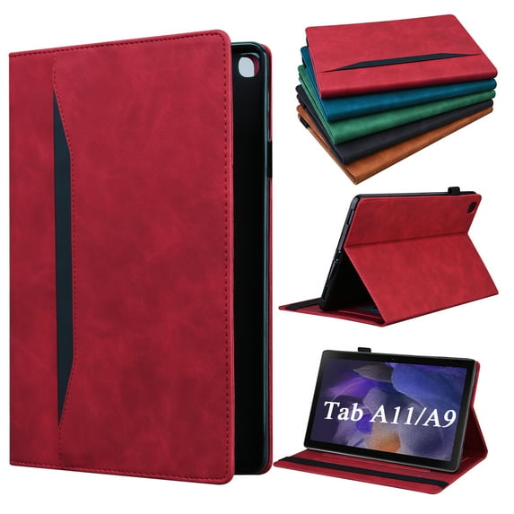 Decase Case for Samsung Galaxy Tab A11 10.9" 2025, Premium PU Leather Shockproof Folio Case, Business Tablet Wallet Cover with Flip Card Holder Stand for Tab A11/A9,Red