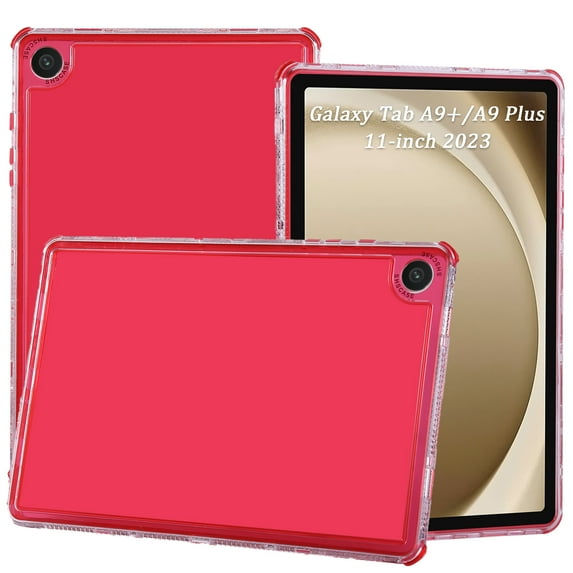 Decase Case for Samsung Galaxy Tab A9+ 11", Slim Fit Soft TPU Translucent Hybrid Bumper Shell for Galaxy Tab A9+/A9 Plus,Shockproof Hard Tablet Cover,Red