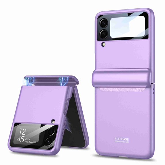 Decase Case for Samsung Galaxy Z Flip 3 5G 2021, Magnetic Hinge Protection Cover Silm PC Magnetic Hinge All-Inclusive Glass Camera Lens Protector Case, Purple