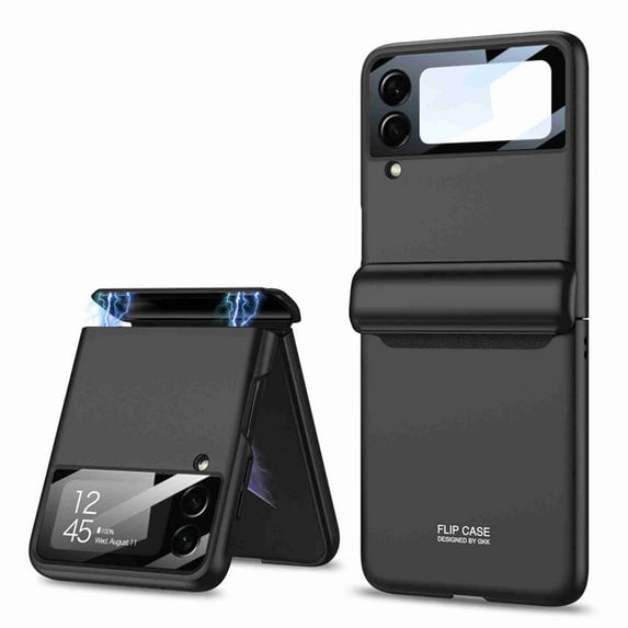 Decase Case for Samsung Galaxy Z Flip 3 5G 2021, Magnetic Hinge Protection Cover Silm PC Magnetic Hinge All-Inclusive Glass Camera Lens Protector Case, Black