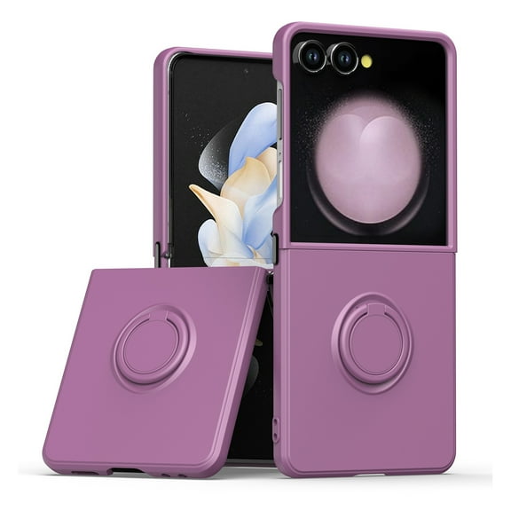 Decase Case for Samsung Galaxy Z Flip 7 5G,Soft Liquid Silicone Rubber Shockproof Protective Anti-Scratch Phone Cover,Built-in Ring Kickstand, Flexible TPU Phone Case for Galaxy Z Flip 7,Purple