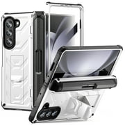 Decase Case for Samsung Galaxy Z Fold 5 5G 2023 Release,Samsung Z Fold 5 Case with S Pen Holder & Kickstand, Full Body Rugged Hinge Protection Case with Built-in Screen Protector,White