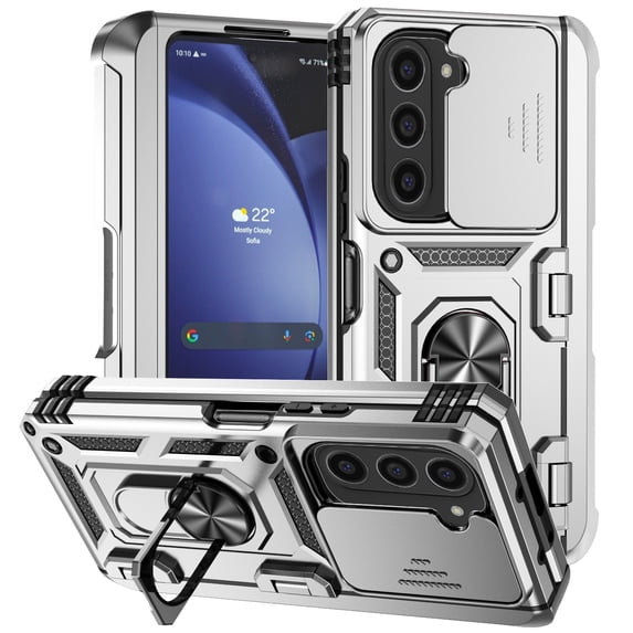 Decase Case for Samsung Galaxy Z Fold 6 ,Built-in Hinge Protection with S Pen Holder Slide Camera Cover 360° Rotating Kickstand,Military Grade Drop Protection Shockproof Cover for Z Fold6,Silver