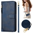 thumbnail image 1 of Decase Case for Google Pixel 8, Wallet Phone Case Leather Stand Cover with Shoulder Strap, Wireless Charging,Blue, 1 of 8