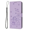 thumbnail image 1 of Decase Case for Google Pixel 9A, Embossed Cat Wallet Leather Case Cover with Cash Slots & Wrist Strap,Purple, 1 of 6