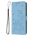 thumbnail image 1 of Decase Case for Moto G 5G (2024), Embossed Cat Wallet Leather Case Cover with Cash Slots & Wrist Strap,Blue, 1 of 6