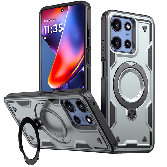 Decase Case for Moto G 5G (2025), Shockproof Magnetic Phone Case with Ring Stand,Wireless Charging Compatible,Gray