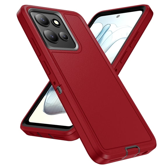 Decase Case for Moto G Power (2025),Hybrid Dual-Layer Heavy Duty PC+TPU Back Cover, Rugged Shockproof Hard Phone Cover,Red+Black