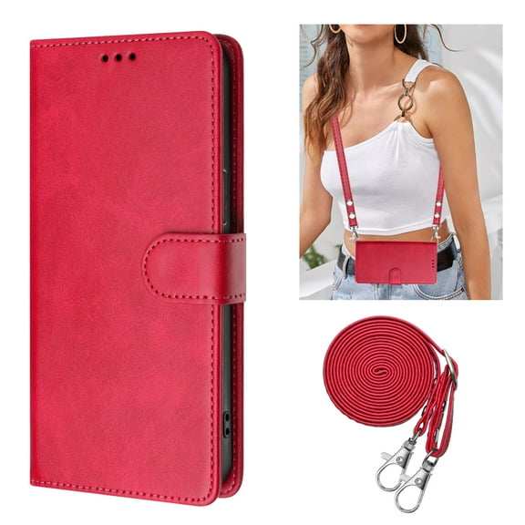 Decase Case for Moto G Power (2025), Luxury Leather Wallet Phone Case with Card Slots,Detachable Wrist & Long Strap,Rose