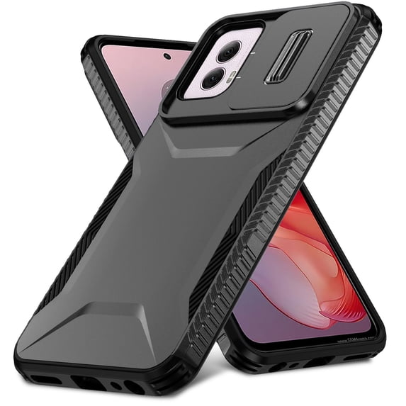 Decase Case for Moto G Power 5G (2024), Shockproof Scratch-Proof PC + TPU Case with Slide Camera Cover,Black
