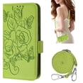 thumbnail image 1 of Decase Case for Motorola G Stylus 5G (2025), Rose Flower Wallet Phone Case with Wrist & Long Strap, TPU + PU Leather Cover Built-in Stand,Green, 1 of 8