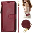 thumbnail image 1 of Decase Case for Samsung Galaxy S25+, Wallet Phone Case Leather Stand Cover with Shoulder Strap, Wireless Charging,Winered, 1 of 8