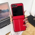 thumbnail image 1 of Decase Case for Samsung Galaxy Z Flip 7, Classic Shockproof Faux Leather Phone Case Slim Cover,Red, 1 of 8