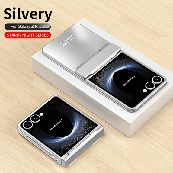 Decase Case for Samsung Galaxy Z Flip 7, Electroplated Hinge Protection Phone Case, Raised Edge Screen & Camera Protection,Silver