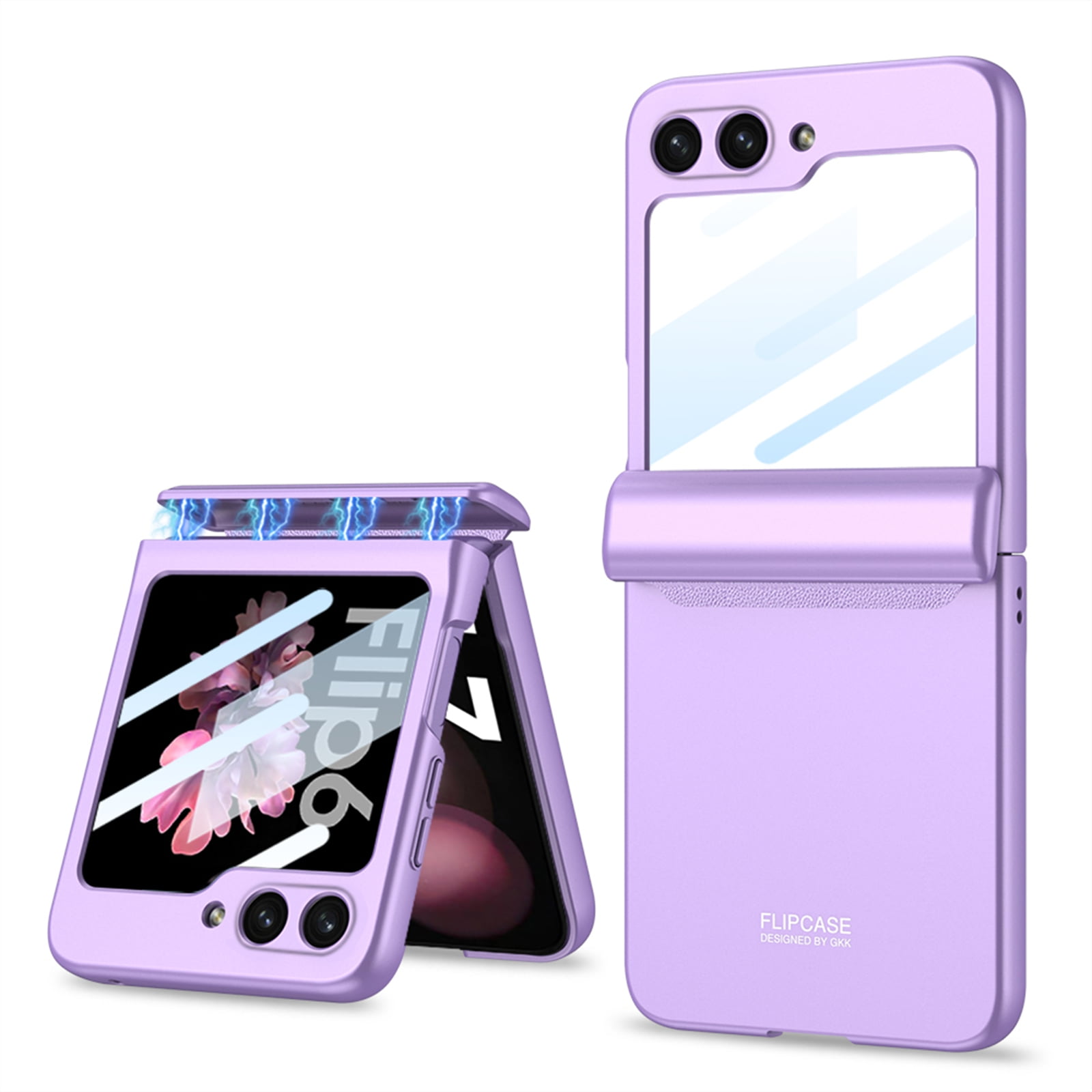 Decase Case for Samsung Galaxy Z Flip 7, Magnetic Hinge Phone Case with Privacy Screen Protector,Purple