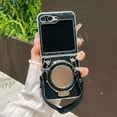thumbnail image 1 of Decase Case for Samsung Galaxy Z Flip 7, Mirror Stand Phone Case with Hand Strap,Wireless Charging Compatible,Black, 1 of 6