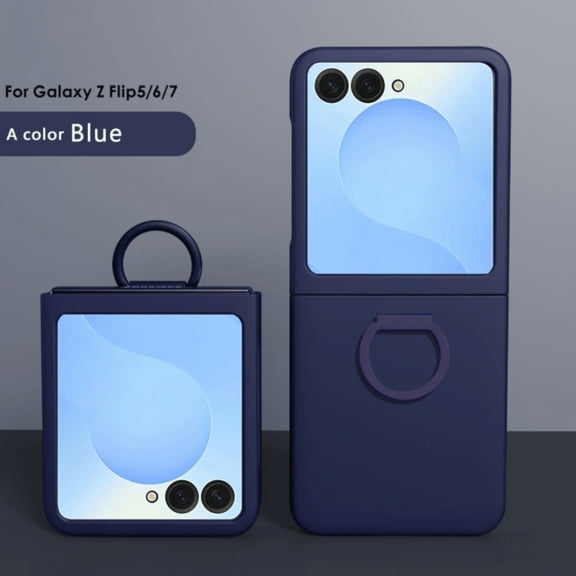 Decase Case for Samsung Galaxy Z Flip 7, Shockproof Anti-Fingerprint Phone Case with Ring Holder, Skin-friendly Touch,Darkblue