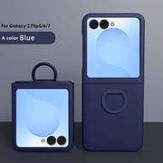 Decase Case for Samsung Galaxy Z Flip 7, Shockproof Anti-Fingerprint Phone Case with Ring Holder, Skin-friendly Touch,Darkblue