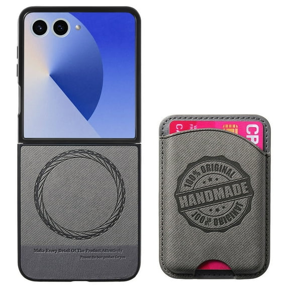Decase Case for Samsung Galaxy Z Flip 7, Shockproof Magnetic Leather Wallet Phone Case with Card Holder,Gray