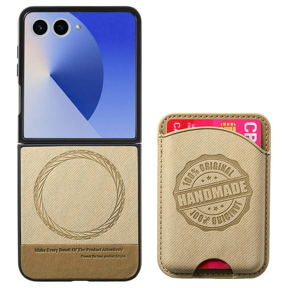 Decase Case for Samsung Galaxy Z Flip 7, Shockproof Magnetic Leather Wallet Phone Case with Card Holder,Khaki