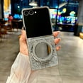 thumbnail image 1 of Decase Case for Samsung Galaxy Z Flip 7, Sparkling Glitter Mirror Phone Case with Ring Stand,Silver, 1 of 8