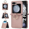 thumbnail image 1 of Decase Case for Samsung Galaxy Z Flip7, Slim Leather Wallet Case with Ring Stand & Card Holder,Rosegold, 1 of 7