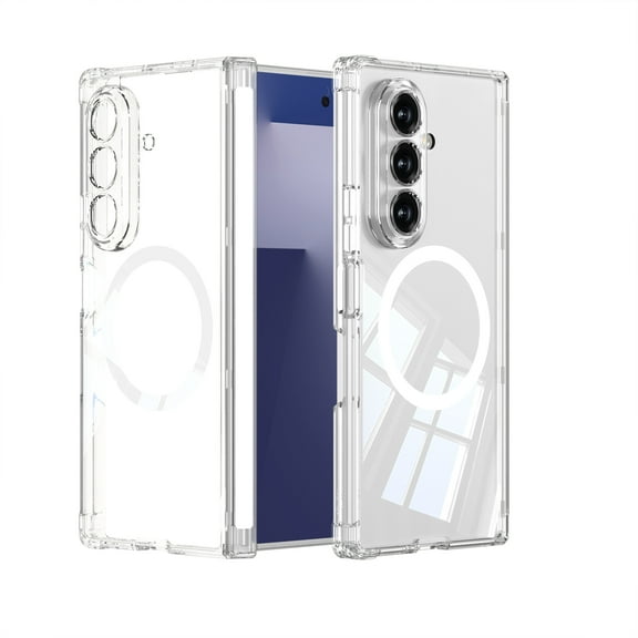 Decase Case for Samsung Galaxy Z Fold 7, Magnetic Hinge Protection Phone Case, Crystal Clear Acrylic Cover, Wireless Charging Compatible,Clear