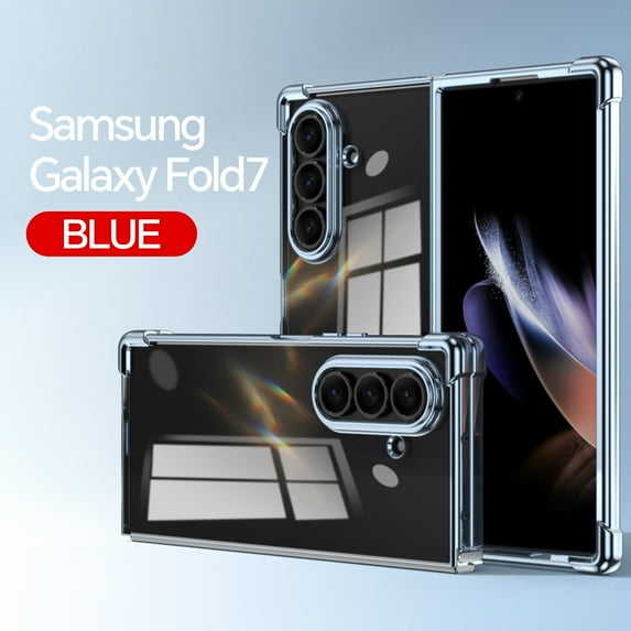 Decase Case for Samsung Galaxy Z Fold 7, Shockproof Electroplated Clear TPU Phone Case, Raised Edge Protection for Screen and Camera,Blue