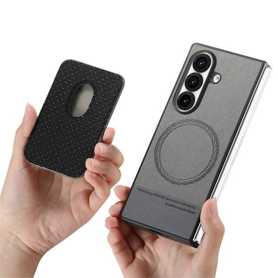 Decase Case for Samsung Galaxy Z Fold 7, Shockproof Magnetic Leather Wallet Phone Case with Card Holder,Gray