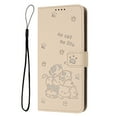 thumbnail image 1 of Decase Case for iPhone 11, Embossed Cat Wallet Leather Case Cover with Cash Slots & Wrist Strap,Beige, 1 of 6