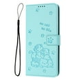thumbnail image 1 of Decase Case for iPhone 11, Embossed Cat Wallet Leather Case Cover with Cash Slots & Wrist Strap,Green, 1 of 6