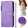 thumbnail image 1 of Decase Case for iPhone 11 Pro, Wallet Phone Case Leather Stand Cover with Shoulder Strap, Wireless Charging,Purple, 1 of 8