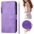 thumbnail image 1 of Decase Case for iPhone 13 Pro, Wallet Phone Case Leather Stand Cover with Shoulder Strap, Wireless Charging,Purple, 1 of 8