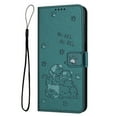 thumbnail image 1 of Decase Case for iPhone 15, Embossed Cat Wallet Leather Case Cover with Cash Slots & Wrist Strap,Darkgreen, 1 of 6