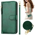 thumbnail image 1 of Decase Case for iPhone 15 Pro Max, Wallet Phone Case Leather Stand Cover with Shoulder Strap, Wireless Charging,Darkgreen, 1 of 8