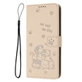 thumbnail image 1 of Decase Case for iPhone 16 Pro, Embossed Cat Wallet Leather Case Cover with Cash Slots & Wrist Strap,Beige, 1 of 6
