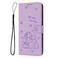 thumbnail image 1 of Decase Case for iPhone 16 Pro, Embossed Cat Wallet Leather Case Cover with Cash Slots & Wrist Strap,Purple, 1 of 6