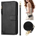 thumbnail image 1 of Decase Case for iPhone 16 Pro, Wallet Phone Case Leather Stand Cover with Shoulder Strap, Wireless Charging,Black, 1 of 9